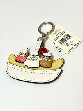 Michael Kors Banana 🍌 Split Bag Keychain Charm - White, Yellow, Red, Brown